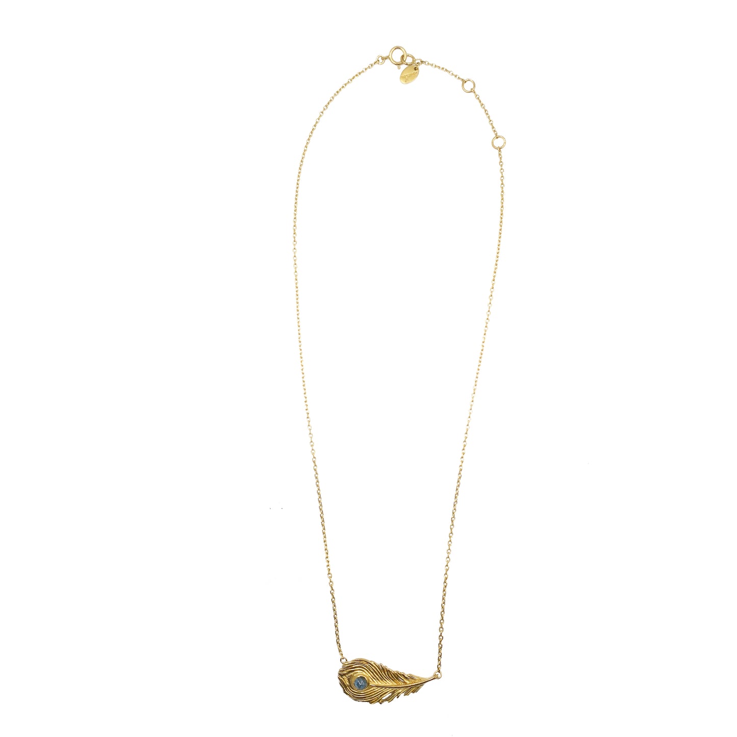 "Majestic" peacock feather necklace/ gold