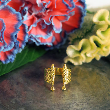 bague deux poissons/or