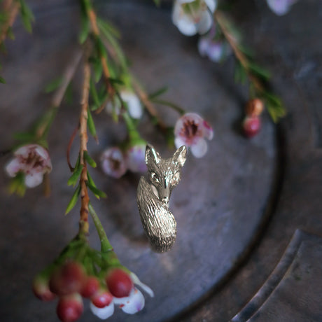 fox pinkie ring/ silver